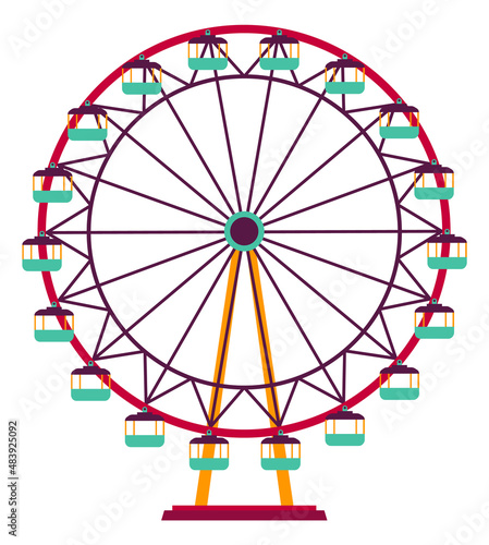 Ferris wheel icon. Colorful amusement park attraction