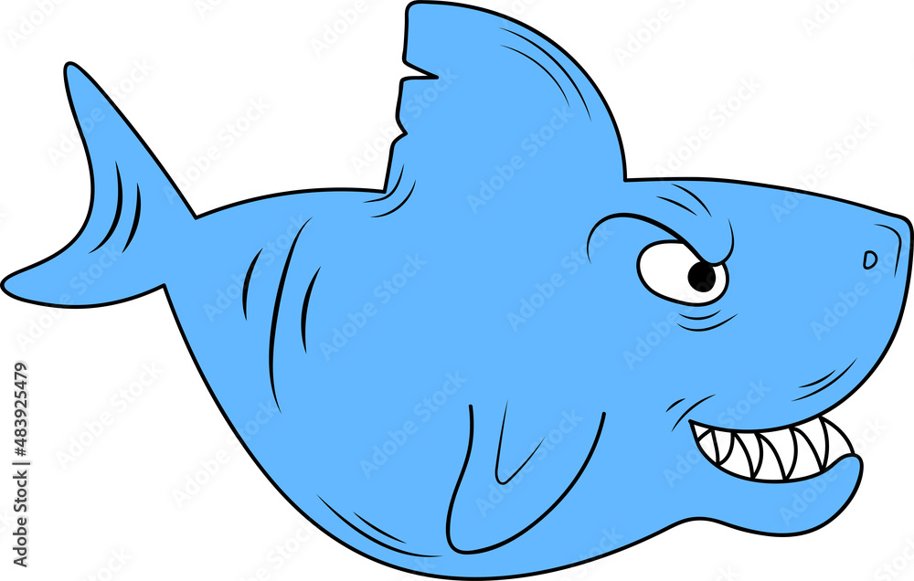 Angry shark with sharp teeth isolated vector Angry shark with sharp teeth isolated vector