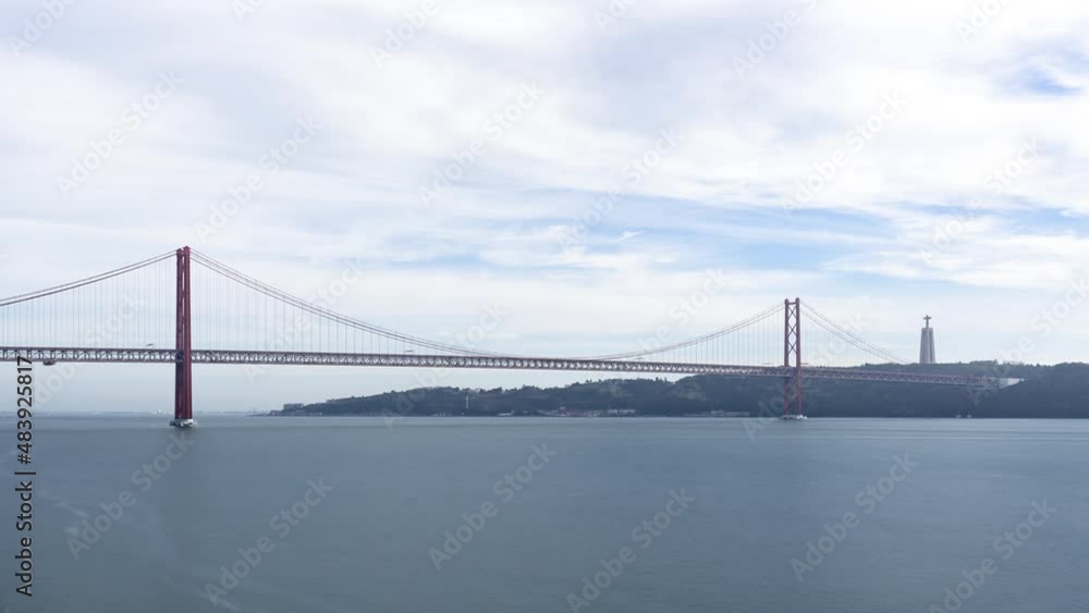 Lisbon, Portugal, Timelapse - The Ponte 25 de Abril in Lisbon during the day Lisbon, Portugal, Timelapse - The Ponte 25 de Abril in Lisbon during the day