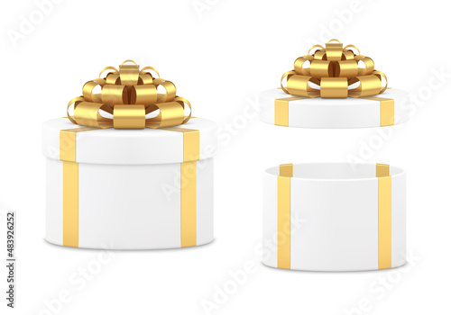 Tenderness elegant isometric white wrapped gift box circled present storage 3d design vector