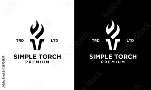 premium black Torch Logo vector symbol illustration design