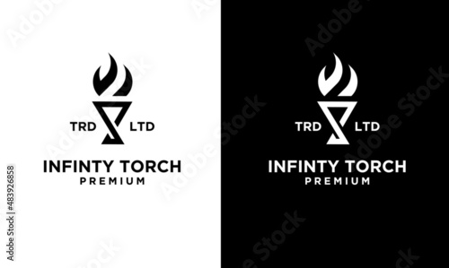 premium infinity Torch Logo vector symbol illustration design