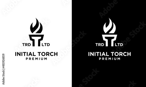 premium initial t Torch Logo vector symbol illustration design