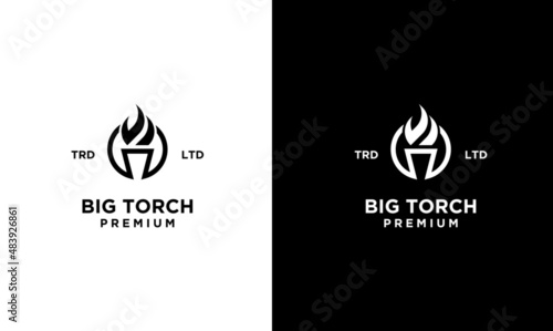 premium black Torch Logo vector symbol illustration design