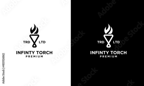 premium infinity Torch Logo vector symbol illustration design