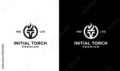 premium black Torch Logo vector symbol illustration design