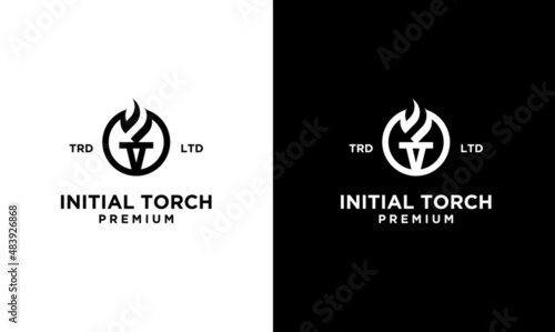 premium black Torch Logo vector symbol illustration design