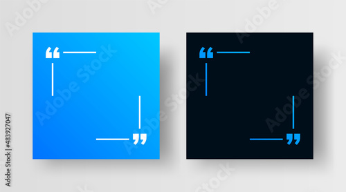 Quote Frame Template for Social Media Post. Editable Square Banner Quote Design for Social Post Quotation or Testimonial. Quotation Mark Border on Modern Gradient Background