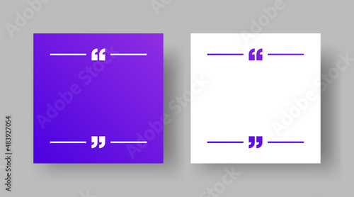 Quote Frame Template for Social Media Post. Editable Square Banner Quote Design for Social Post Quotation or Testimonial. Quotation Mark Border on Modern Gradient Background
