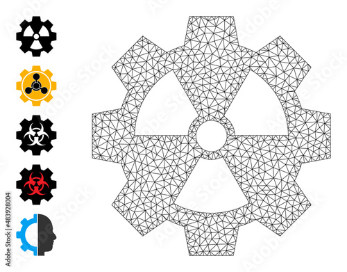 Vector atomic industry mesh icon model. Abstract flat mesh atomic industry, designed with flat mesh.