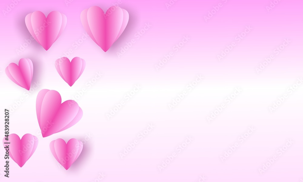 3D render happy valentine's day heart shaped pink background