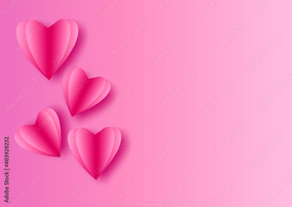 3D render happy valentine's day heart shaped pink background