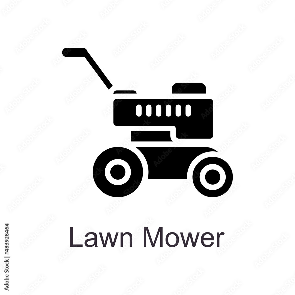 Lawn Mower vector Solid Icon Design illustration. Home Improvements Symbol on White background EPS 10 File Lawn Mower vector Solid Icon Design illustration. Home Improvements Symbol on White background EPS 10 File