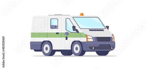 Banking cash in transit van with green stripe isometric vector illustration. Armored vehicle money transportation isolated. Commercial financial bank safety automobile security transport