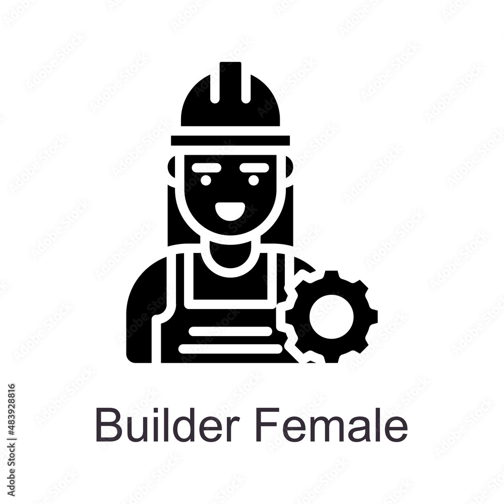 Builder Female vector Solid Icon Design illustration. Home Improvements Symbol on White background EPS 10 File Builder Female vector Solid Icon Design illustration. Home Improvements Symbol on White background EPS 10 File