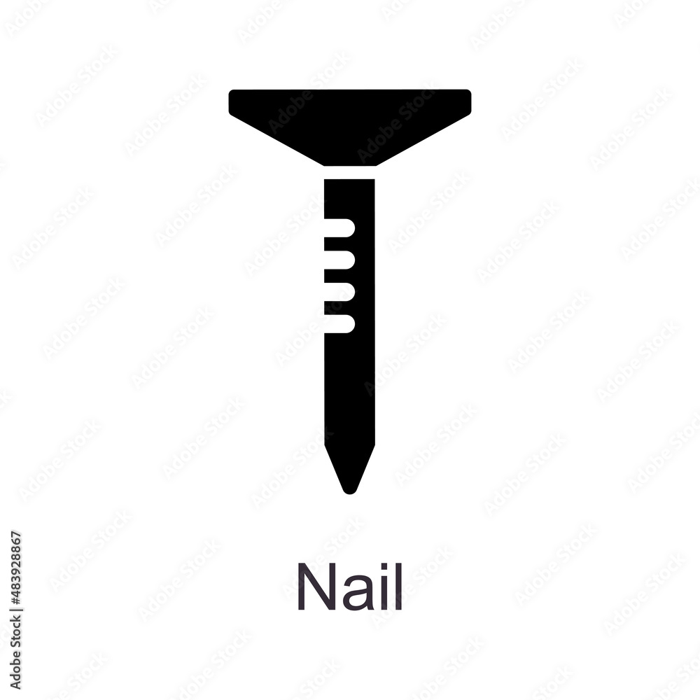Nail vector Solid Icon Design illustration. Home Improvements Symbol on White background EPS 10 File Nail vector Solid Icon Design illustration. Home Improvements Symbol on White background EPS 10 File