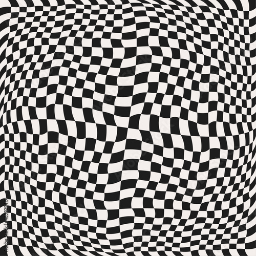 Checker curl vector flag. Seamless convex or concave wavy race flag. Vector squares cells checkerboard.