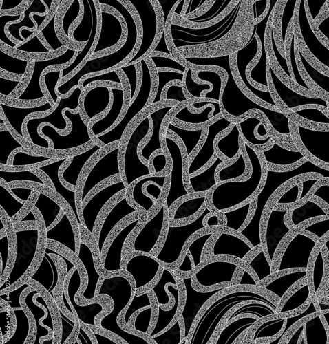 Abstract decorative vector seamless pattern with hand drawn figured ornamental lines