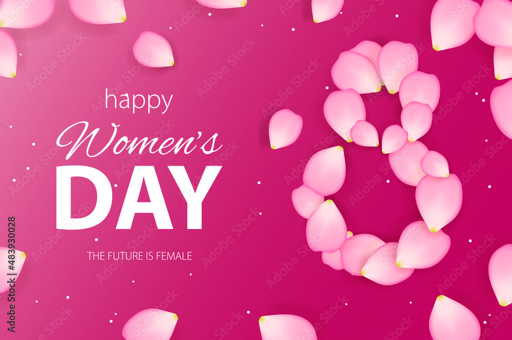 Happy Womens day background with pink petals Happy Womens day background with pink petals