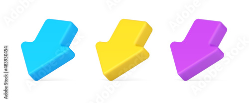 Collection bright isometric arrows pointing down 3d icon vector illustration directional pointers