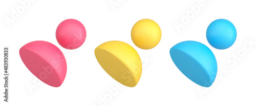 Collection multicolored skittles human staff cyberspace avatar person user 3d isometric vector