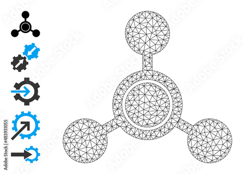 Vector methane molecule mesh icon structure. Abstract flat mesh methane molecule, designed with flat mesh.