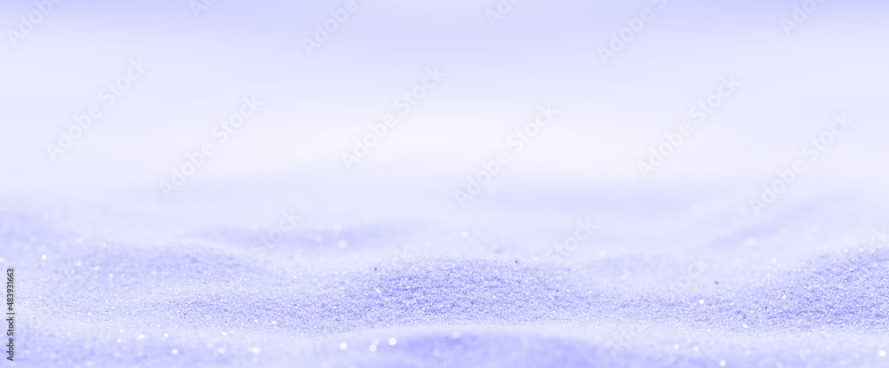 Marine Purple sand background. Beach holiday summertime. Panoramic banner. Trendy Toned in Color of the year 2022, Very Peri.