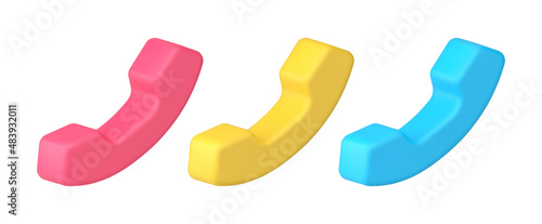 Multicolored collection classic vintage phone handset for calling and remotely talking communication