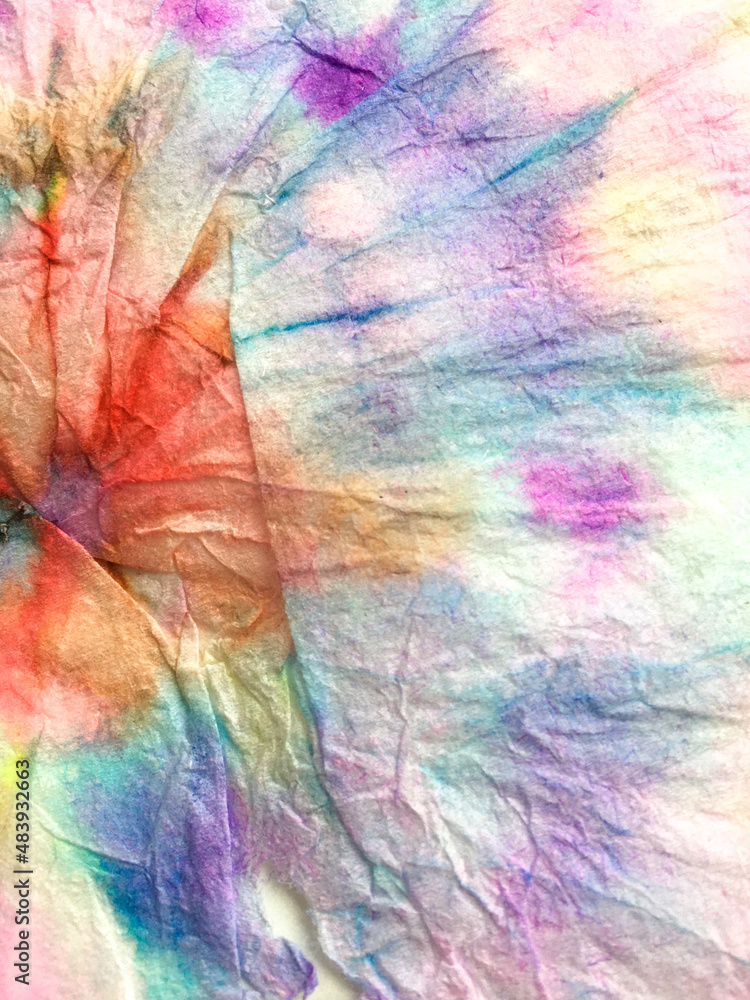 Dye Texture. Tie Closeup Patchwork Cloth. Wave Silk Stripe Pattern. Background Dye Texture. Color Faded Psychedelic Texture. Dye Stain.