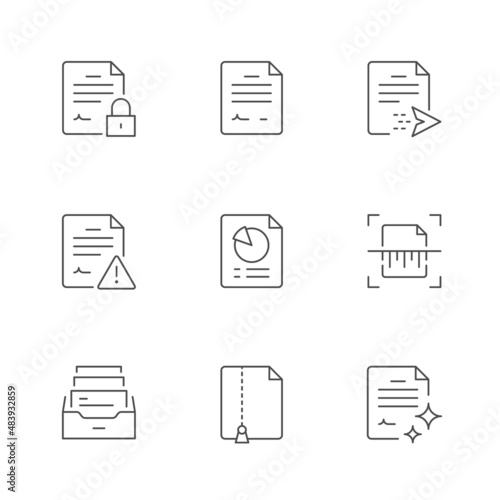 Set line icons of document