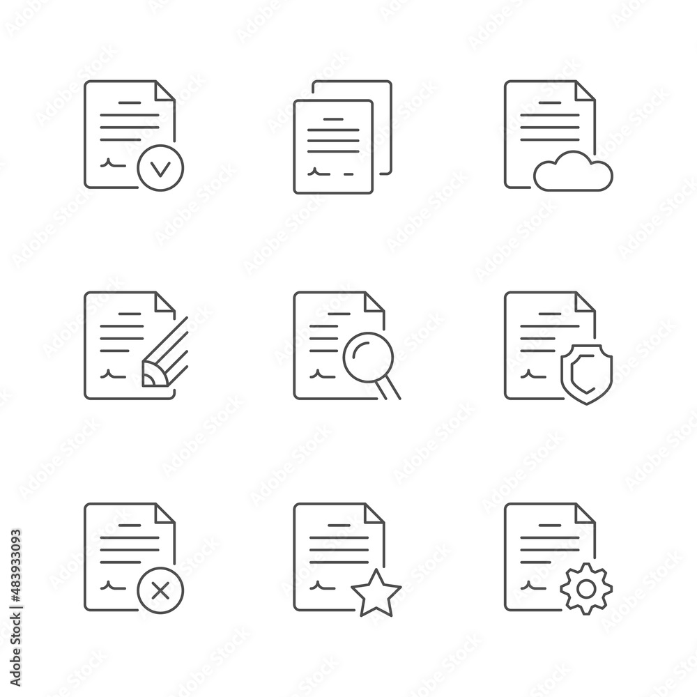 Set line icons of document Set line icons of document