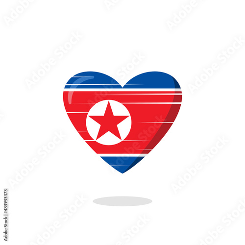 Free Download North korea flag shaped love illustration - GFXLoad