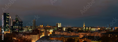 Panoramic view of Tallinn city at night. photo