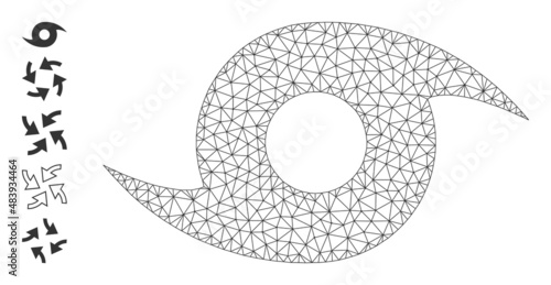Vector storm whirlpool mesh icon structure. Abstract flat mesh storm whirlpool, designed with polygonal grid.