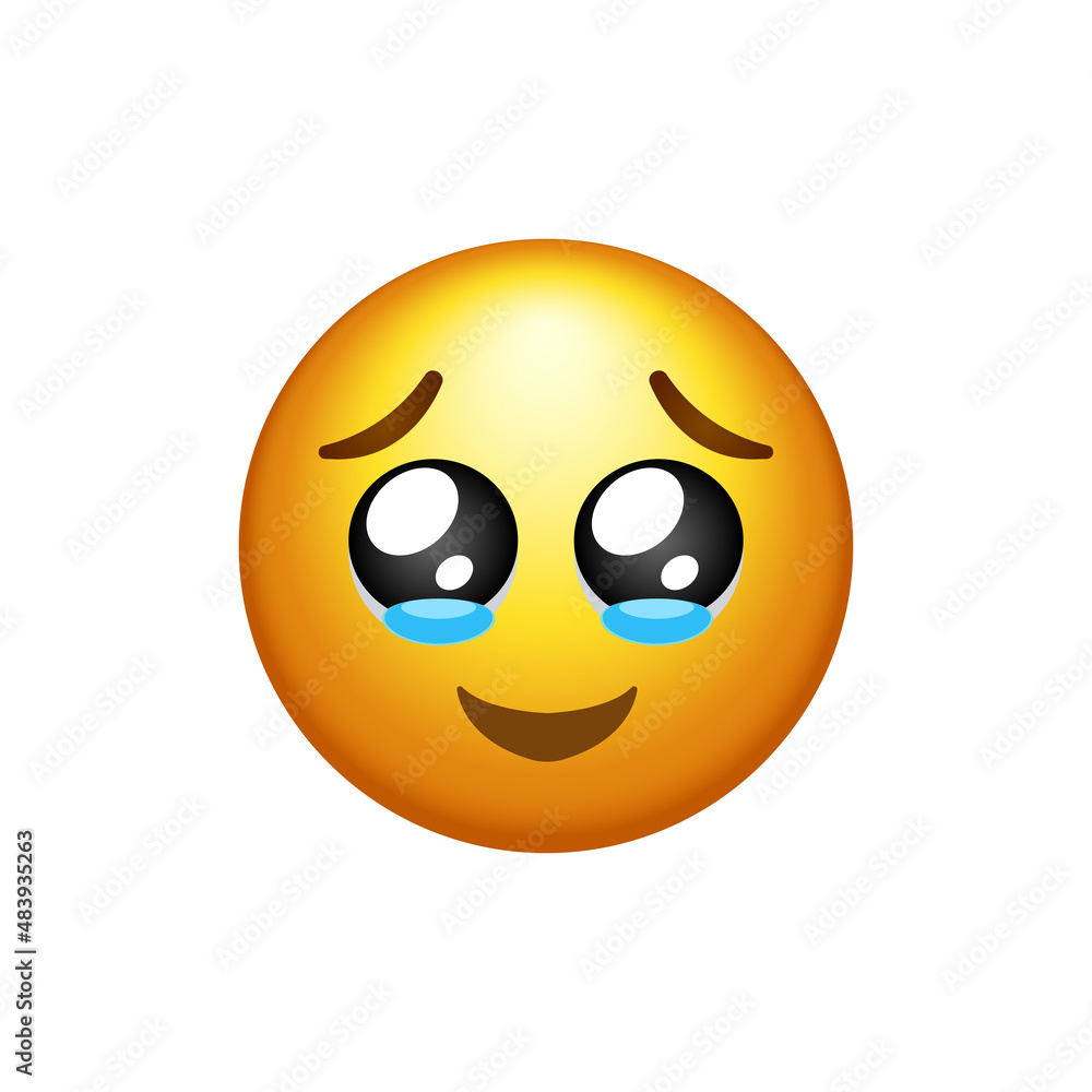 Face holding back tears social media emoticon isolated on white background.  Emoji symbol modern, simple, vector, icon for website design, mobile app,  ui. Vector Illustration Stock Vector | Adobe Stock