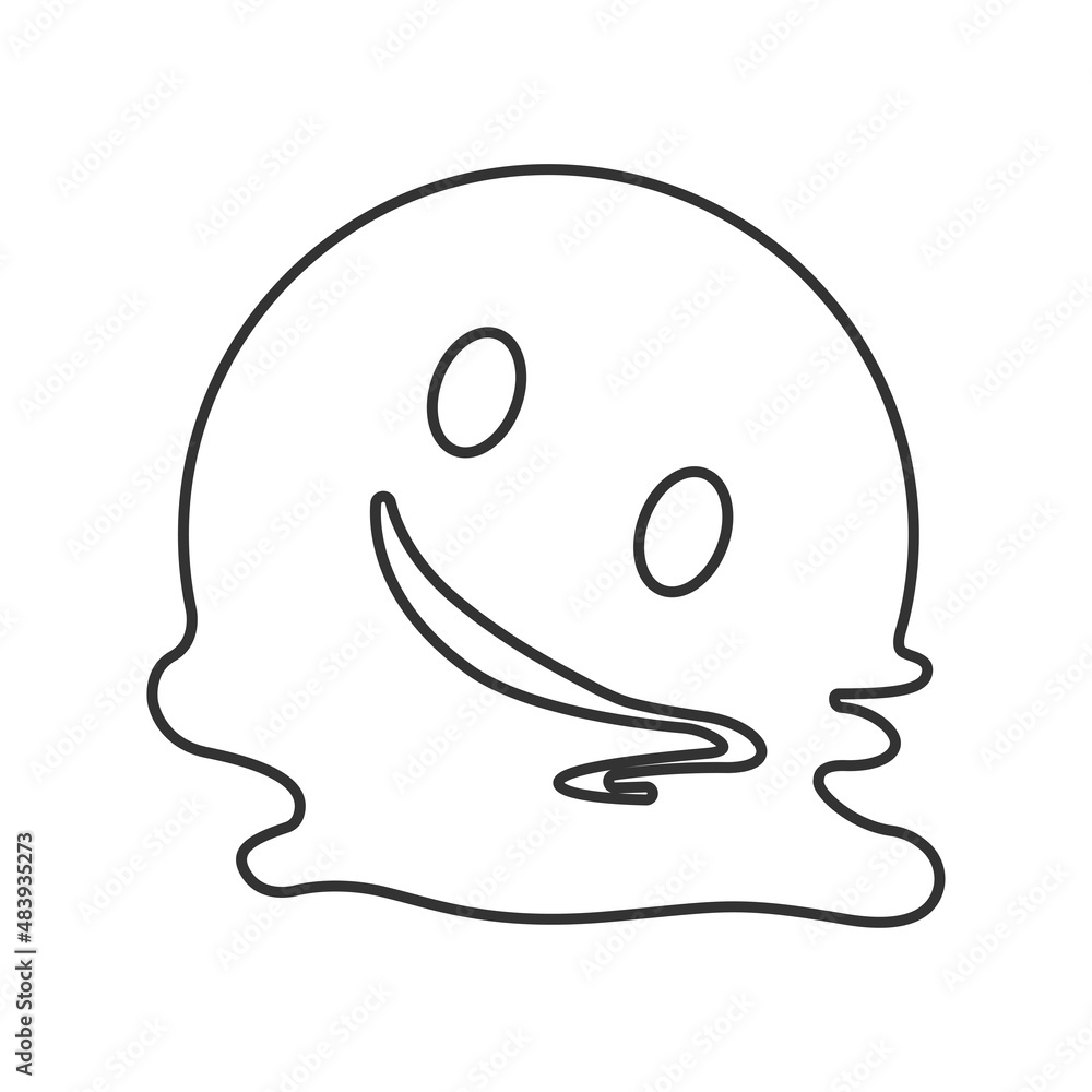 Melting face line social media emoji isolated on white background. Emoticon symbol modern, simple, vector, icon for website design, mobile app, ui. Vector Illustration