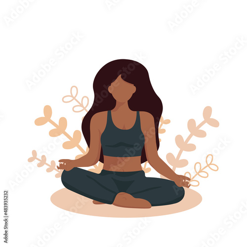 Dark-skinned Girl In Lotus Pose