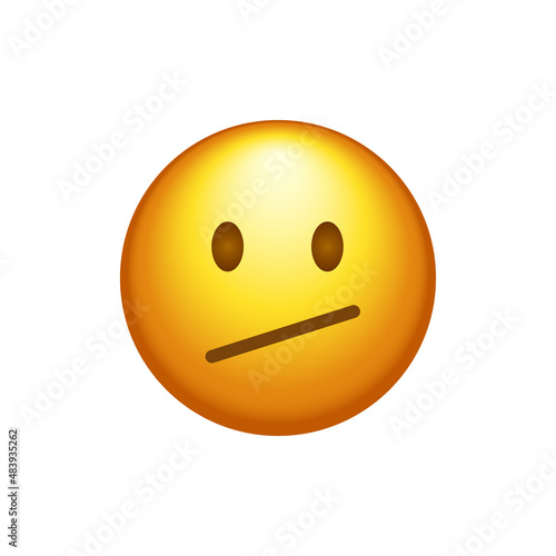 Face with diagonal mouth social media emoji isolated on white background. Emoticon symbol modern, simple, vector, icon for website design, mobile app, ui. Vector Illustration