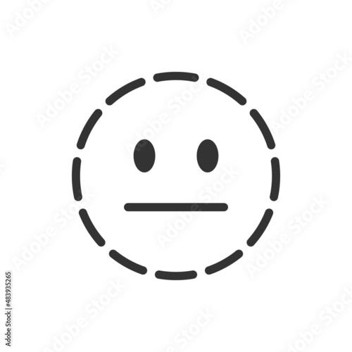 Dashed line face social media emoji isolated on white background. Doted emoticon symbol modern, simple, vector, icon for website design, mobile app, ui. Vector Illustration