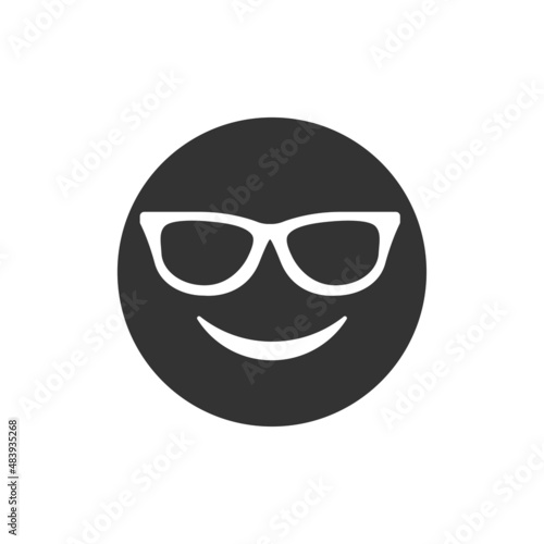 Smiling face with sunglasses emoji isolated on white background. Cool emoticon symbol modern, simple, vector, icon for website design, mobile app ui. Vector Illustration