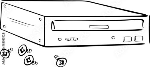 The CD player has a closed place for inserting discs and there are screws next to it
