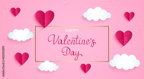 Happy Valentine's Day text, handwritten typographic poster on red background.