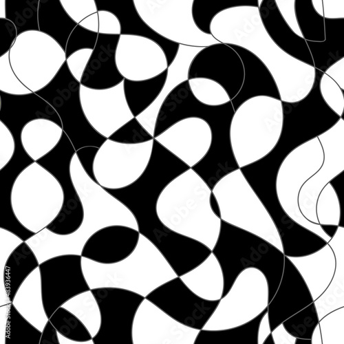 Abstract vector seamless pattern with hand drawn decorative curling monochrome lines