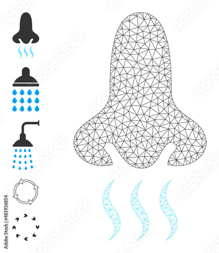 Vector snuff mesh icon model. Abstract 2d mesh snuff, designed with flat mesh. Polygonal wireframe snuff icon image in low poly style with connected lines and other objects.