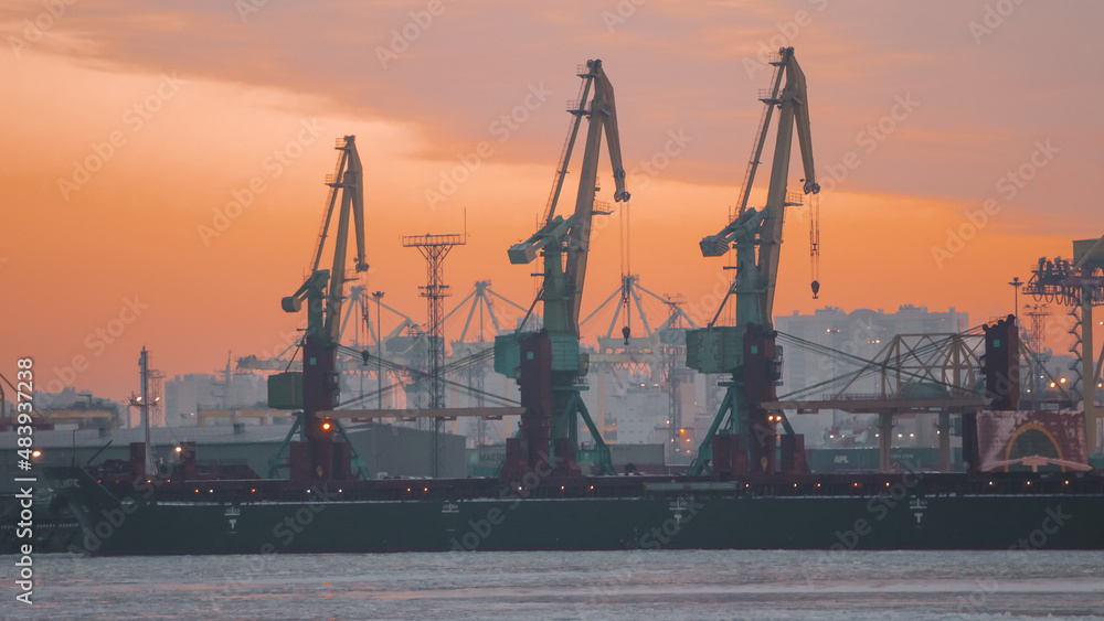 portal crane. Sea port in St. Petersburg
