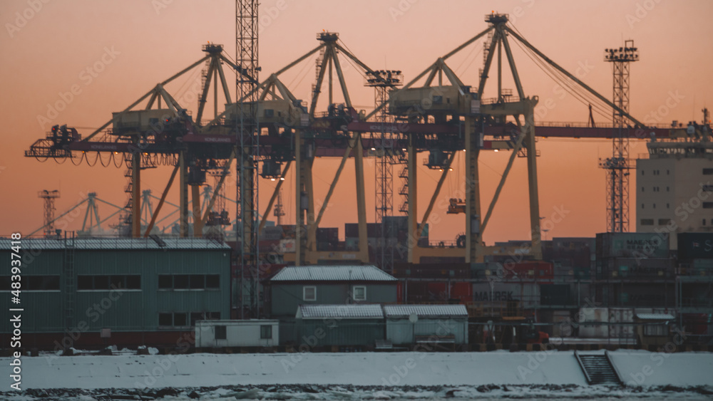 portal crane.  Sea port in St. Petersburg