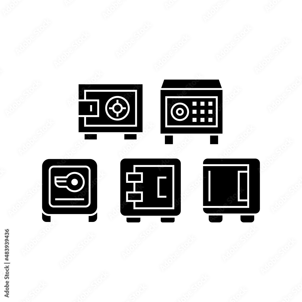 Safebox set icon isolated on white background Safebox set icon isolated on white background