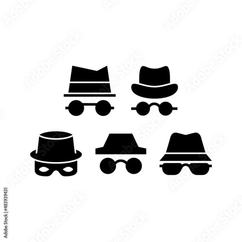 Hacker set icon isolated on white background