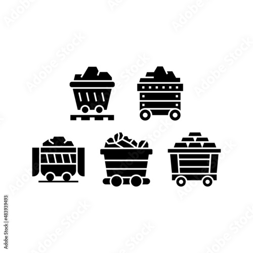 Mining Cart set icon isolated on white background