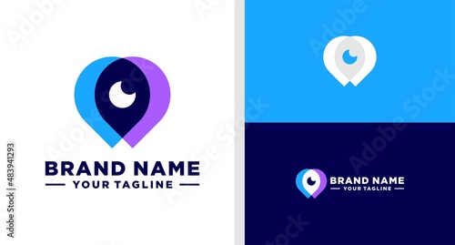 PIN LOGO EYES NEGATIVE SPACE MODERN EDITABLE